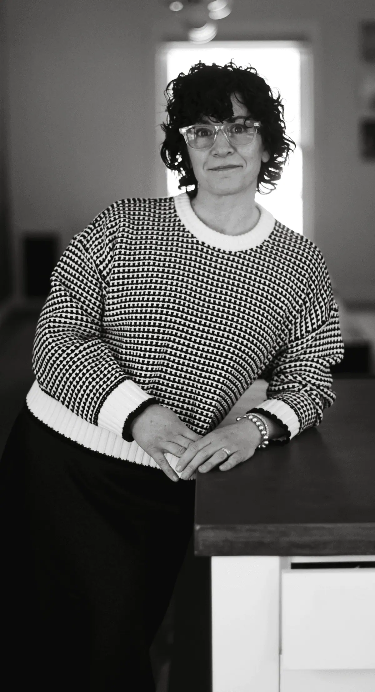 Black and white portrait of Breonna Frisk